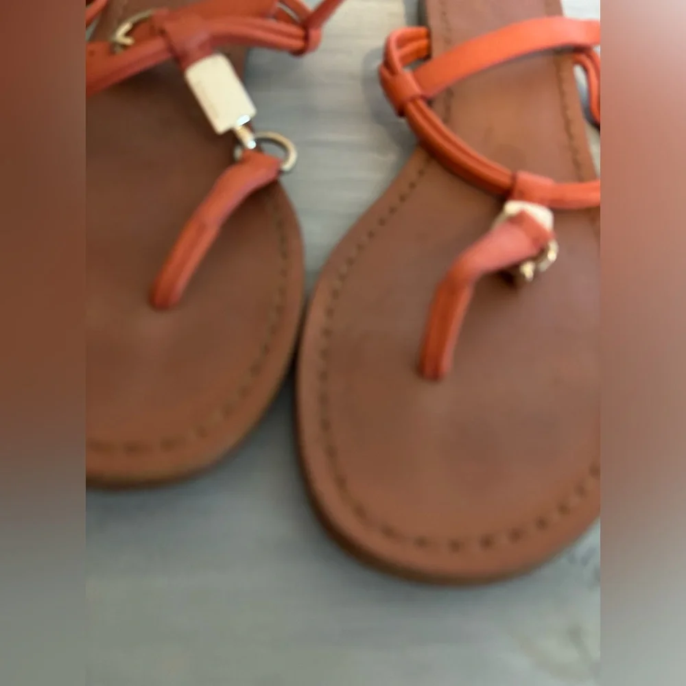 COACH Charleen T-Strap Sandals, Size 8, in Orange summer beach casual festival